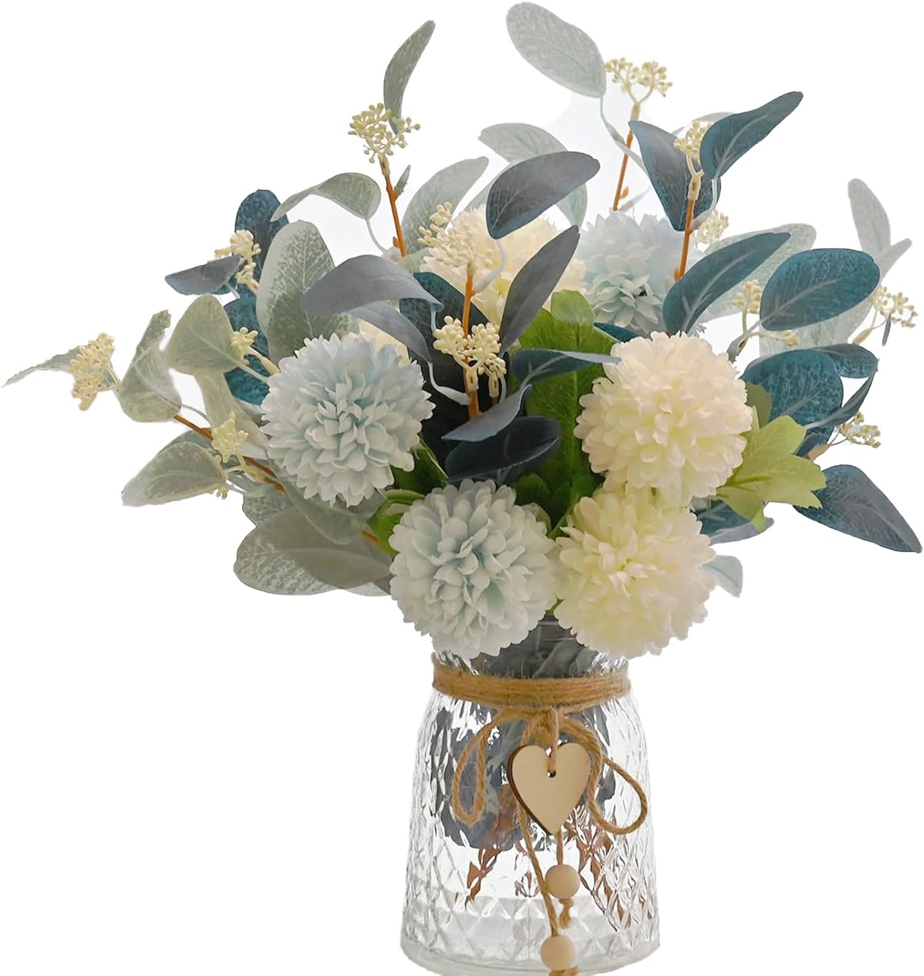 Artificial Flowers with Vase Faux Hydrangea Flower Arrangements for Home Garden Party Wedding Decoration
