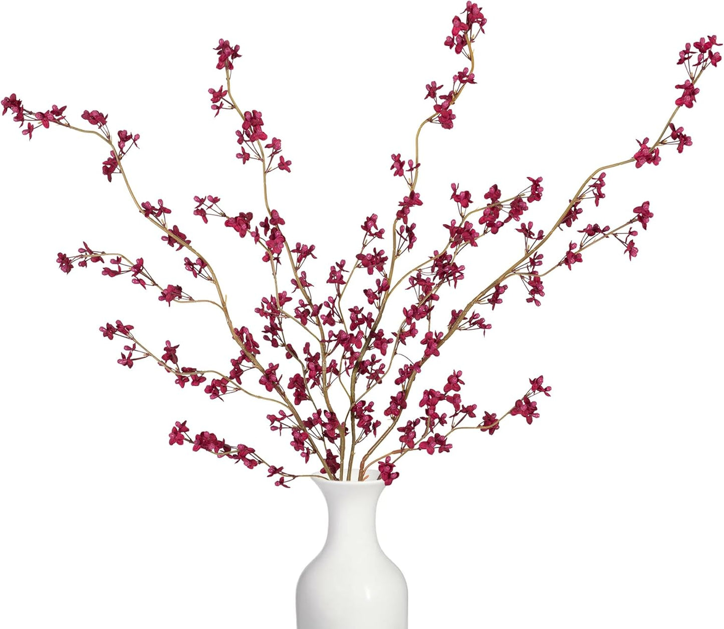 4Pcs Cherry Blossom Branches Artificial Flowers for Spring Summer Indoor Decoration,Faux Long Stem Artificial Flowers for Wedding Home Office Bedroom Party Table Centerpieces Decor(White)