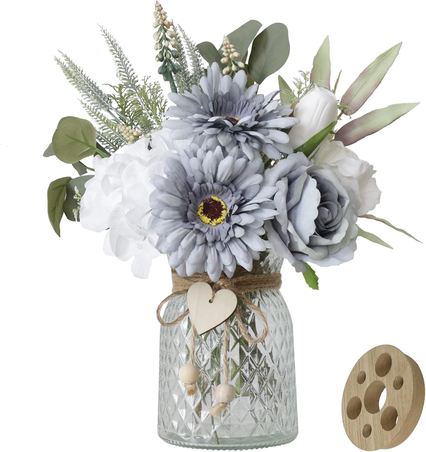 Leftover Fake Flowers in Vase,Faux Flowers in Vase,Table Centerpieces for Dining Room,Flower Centerpieces for Tables,Artificial Flowers,Kitchen Decor,Coffee Table Decor