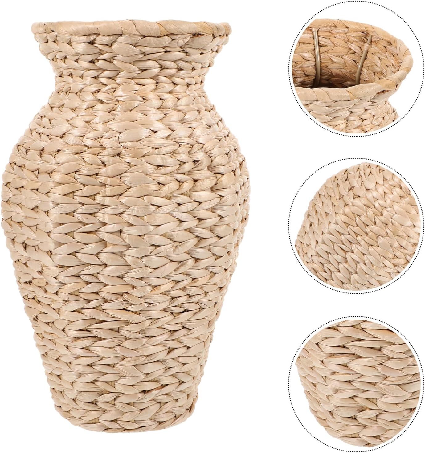 Alipis Rattan Vase, Country Style Woven Plant Holder Basket Rustic Flower Vase Hand Woven Dried Flower Vase Weaving Basket Flower Arranger for Wedding Home Decor