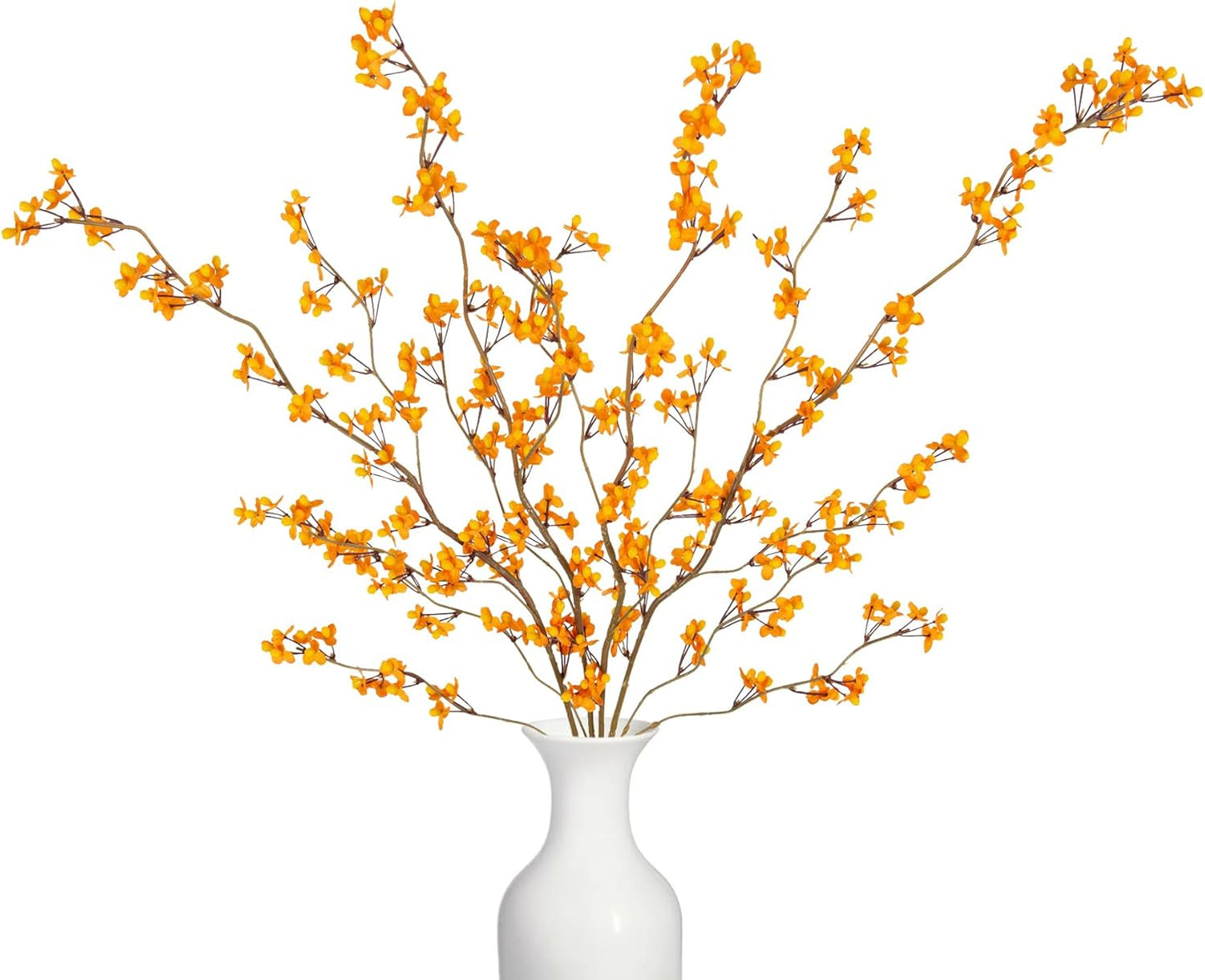 4Pcs Cherry Blossom Branches Artificial Flowers for Spring Summer Indoor Decoration,Faux Long Stem Artificial Flowers for Wedding Home Office Bedroom Party Table Centerpieces Decor(White)
