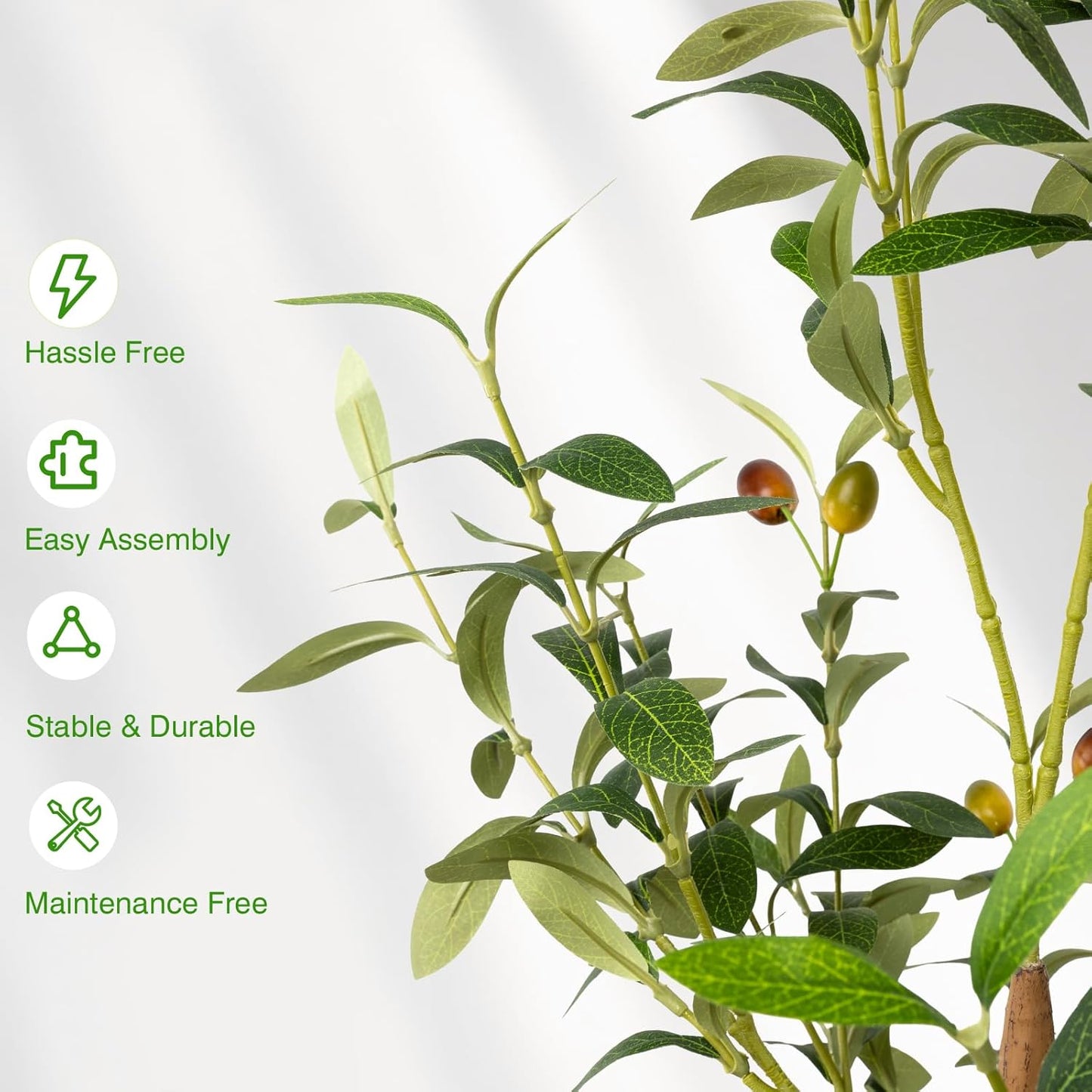 6FT Artificial Olive Tree - Indoor Tall Faux Olive Trees with Planter&Basket, Large Fake Olive Silk Tree Realistic Olive Plants with Branches and Fruits for Home Decor Office Living Room