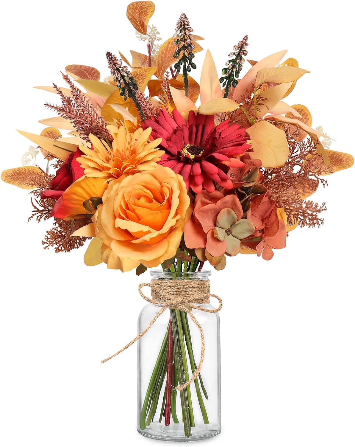 Fake Flowers in Vase Artificial Flowers Coffee Table Decor, Faux Flowers in Vase, Flower Arrangements Artificial Plants Silk Flowers for Home Decor Indoor Centerpiece Table Decorations (Blue White)