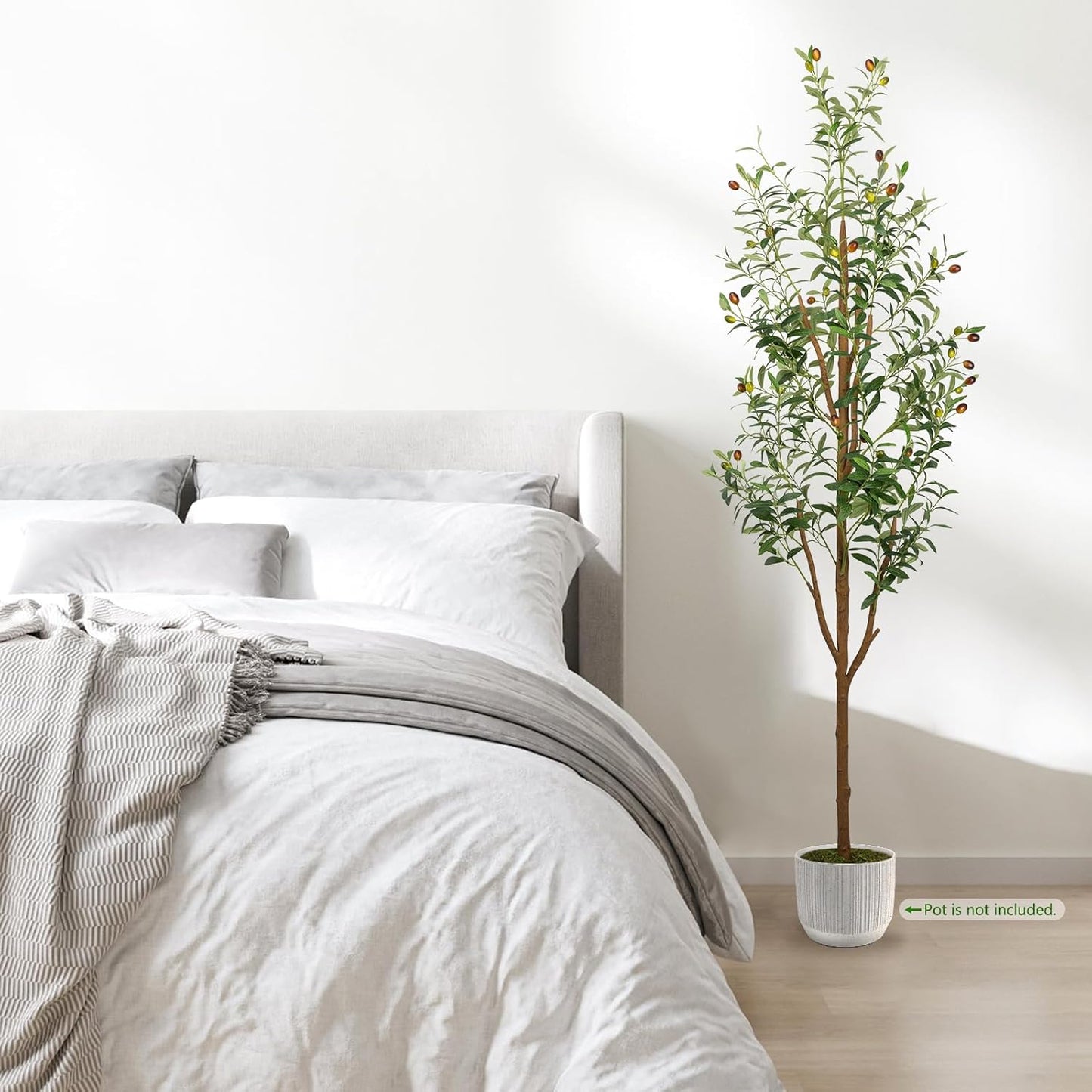 6FT Artificial Olive Tree - Indoor Tall Faux Olive Trees with Planter&Basket, Large Fake Olive Silk Tree Realistic Olive Plants with Branches and Fruits for Home Decor Office Living Room