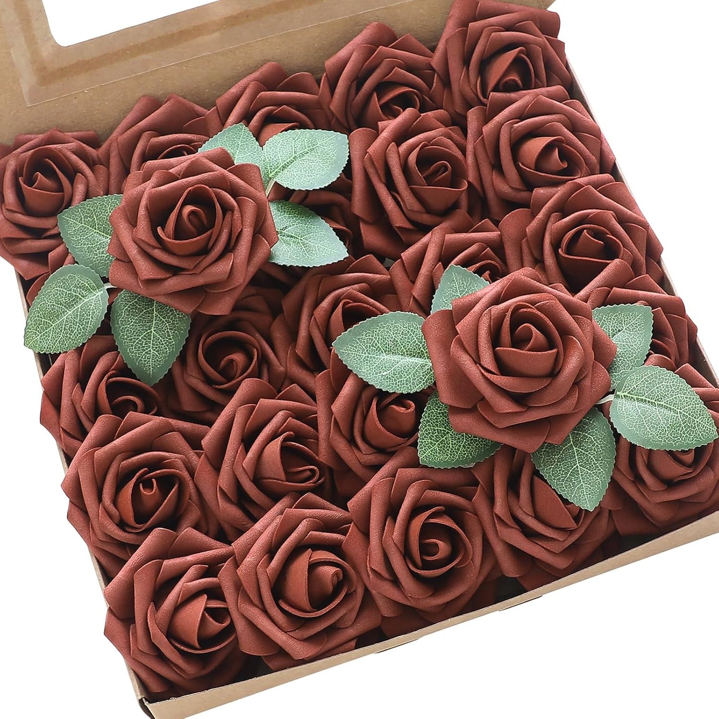 Floroom Artificial Flowers 50pcs Real Looking Ivory Foam Fake Roses with Stems for DIY Wedding Bouquets White Baby Shower Centerpieces Floral Arrangements Party Tables Home Decorations