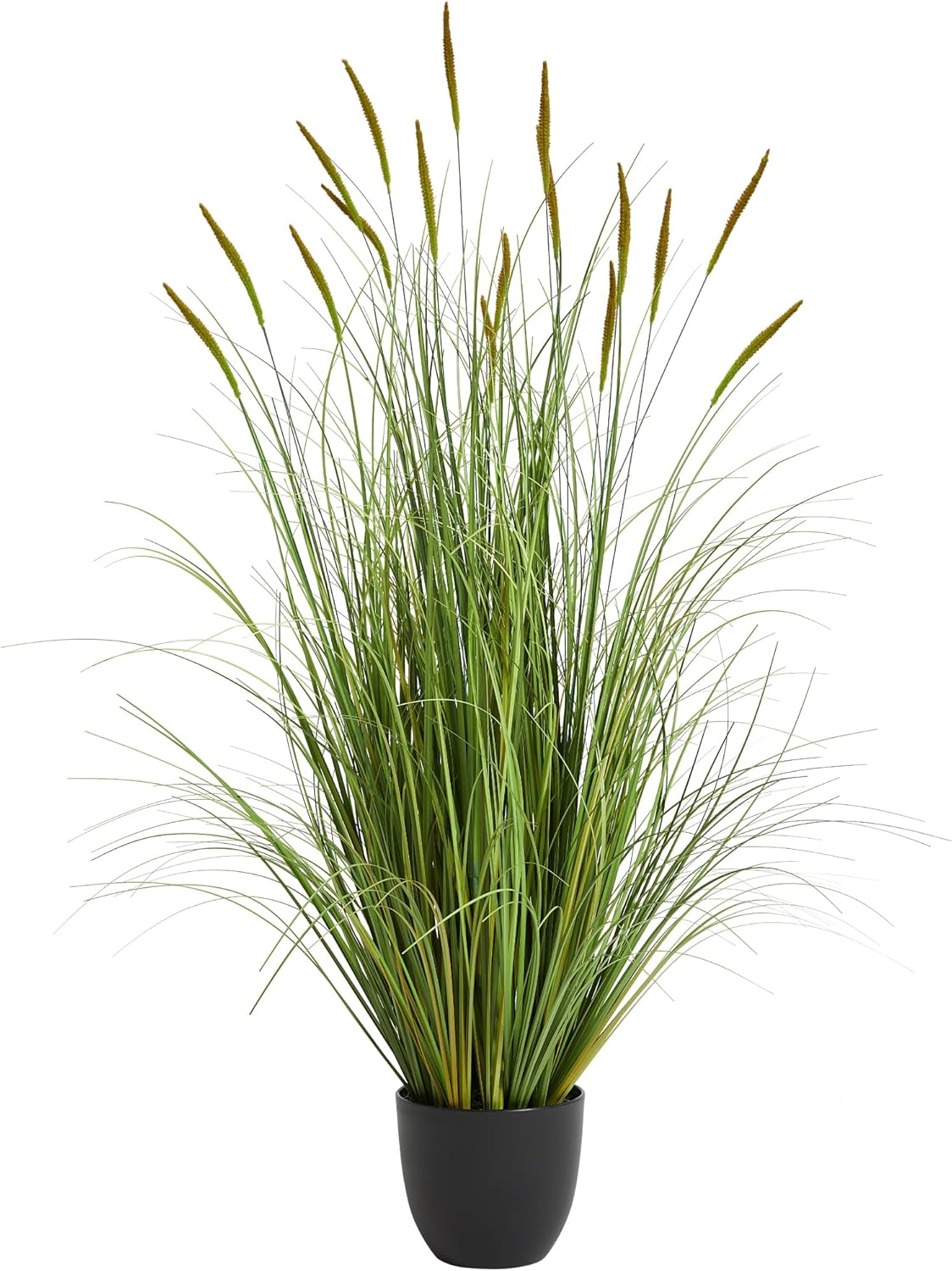 KOL 4ft 2-Pack Artificial Cattail Reed Grass, 47.2’’ Artificial Indoor Outdoor Fake Onion Grass Plant, Home Office Wedding Decorative Potted Plant Faux Greenery, Housewarming Gift, Green