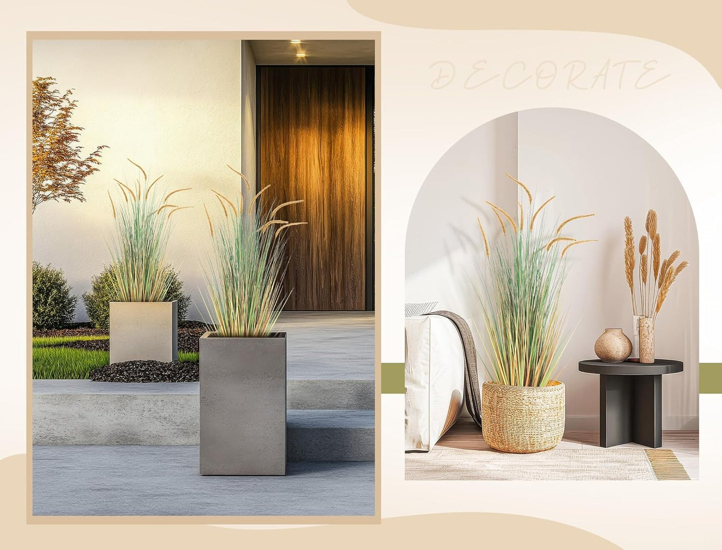 Jexine 2 Pieces Faux Plants Outdoor 4 ft Tall Artificial Grass Plant Potted Artificial Setaria Grass Faux Greenery Floor Plants for Housewarming Gift House Garden Bathroom Lobby Outdoor (Autumn Green)