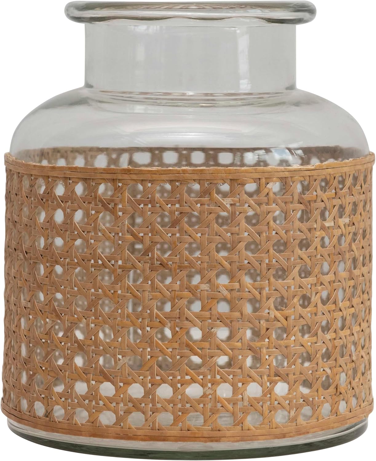 Bloomingville 8"H Glass Vase with Decorative Cane Sleeve