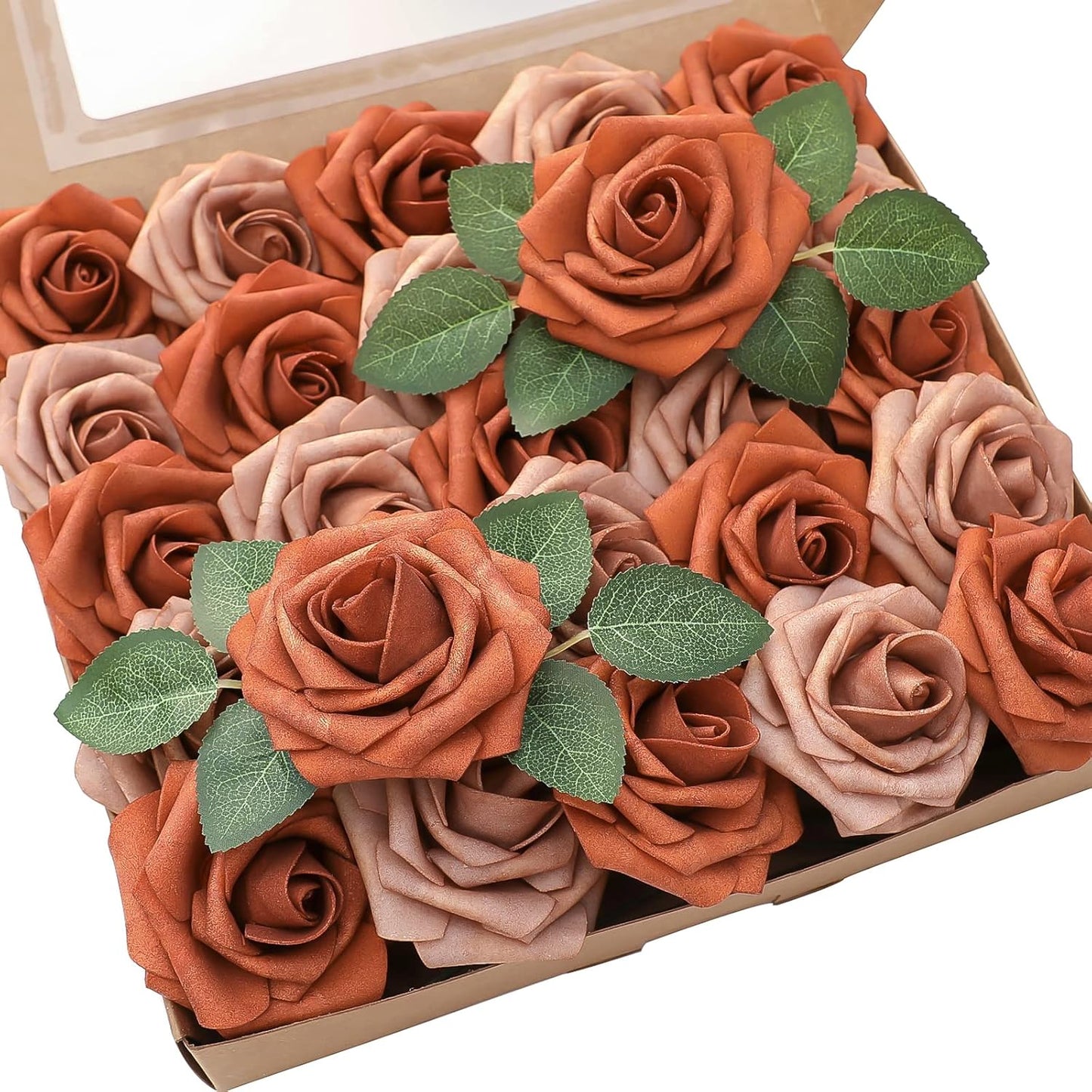 Floroom Artificial Flowers 50pcs Real Looking Ivory Foam Fake Roses with Stems for DIY Wedding Bouquets White Baby Shower Centerpieces Floral Arrangements Party Tables Home Decorations