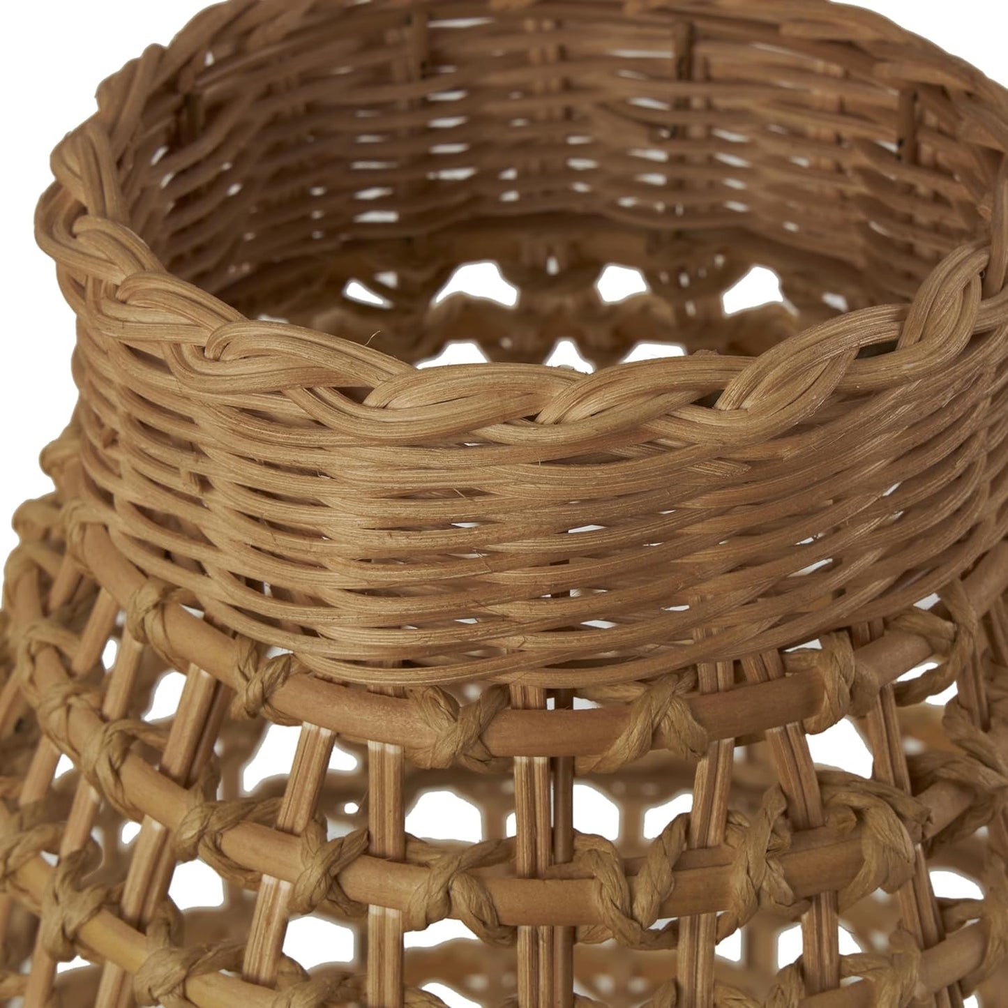 Deco 79 Rattan Handmade Decorative Vase Woven Centerpiece Vase with Open Framed Grid Design, Vase for Home Decoration 11" x 11" x 25", Brown