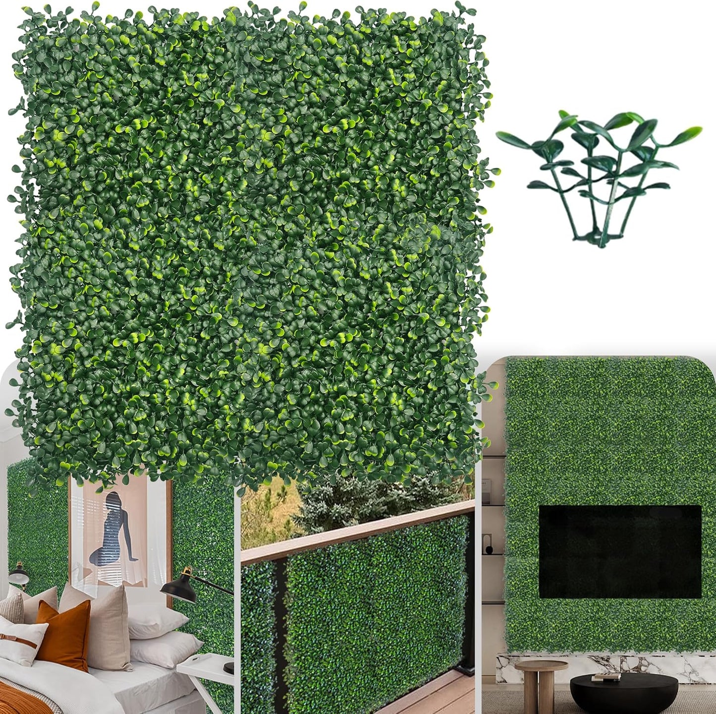Artificial Boxwood Roll Panels,48 X 120 in(40 sqft) UV-Anti Artificial Ivy Privacy Fence Wall Screen for Indoor Outdoor Green Grass Wall Decor & Ivy Fence Covering Privacy