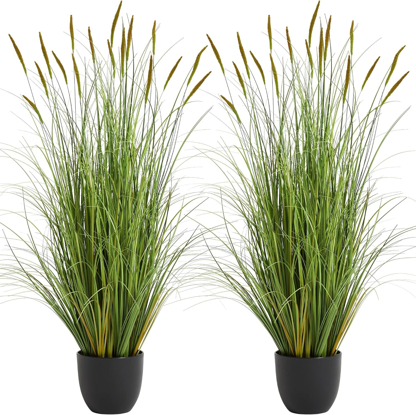 KOL 4ft 2-Pack Artificial Cattail Reed Grass, 47.2’’ Artificial Indoor Outdoor Fake Onion Grass Plant, Home Office Wedding Decorative Potted Plant Faux Greenery, Housewarming Gift, Green