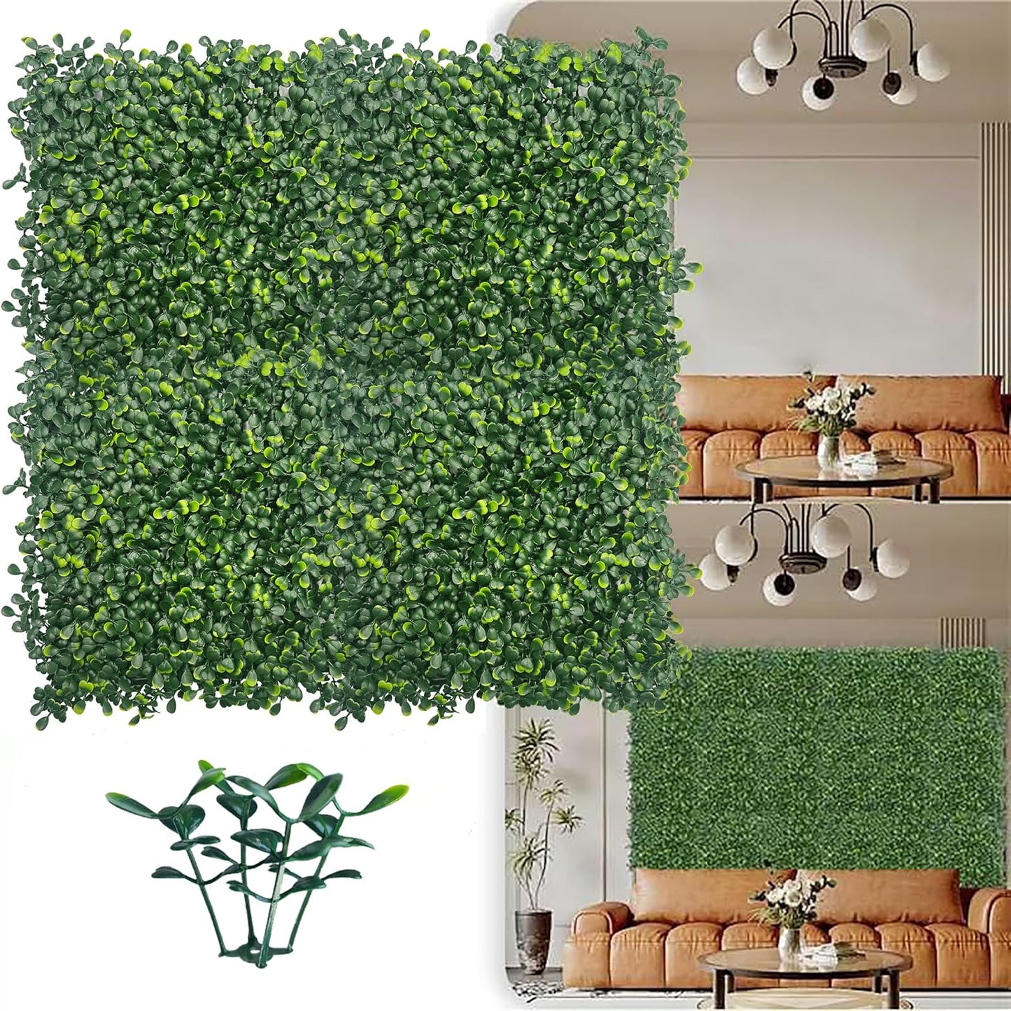 Artificial Boxwood Roll Panels,48 X 120 in(40 sqft) UV-Anti Artificial Ivy Privacy Fence Wall Screen for Indoor Outdoor Green Grass Wall Decor & Ivy Fence Covering Privacy