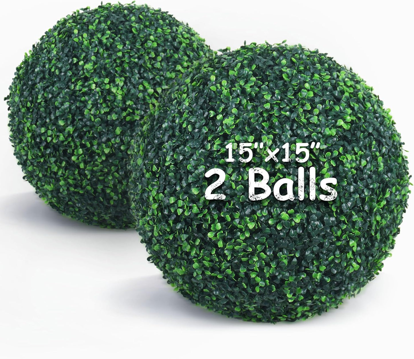 20 Inch 2 Packs Artificial Boxwood Balls Topiary Balls, 4 Layers of UV-Resistant Greenery Balls Indoor Outdoor Garden, Backyard, Patio, Front Door – Assembly Required