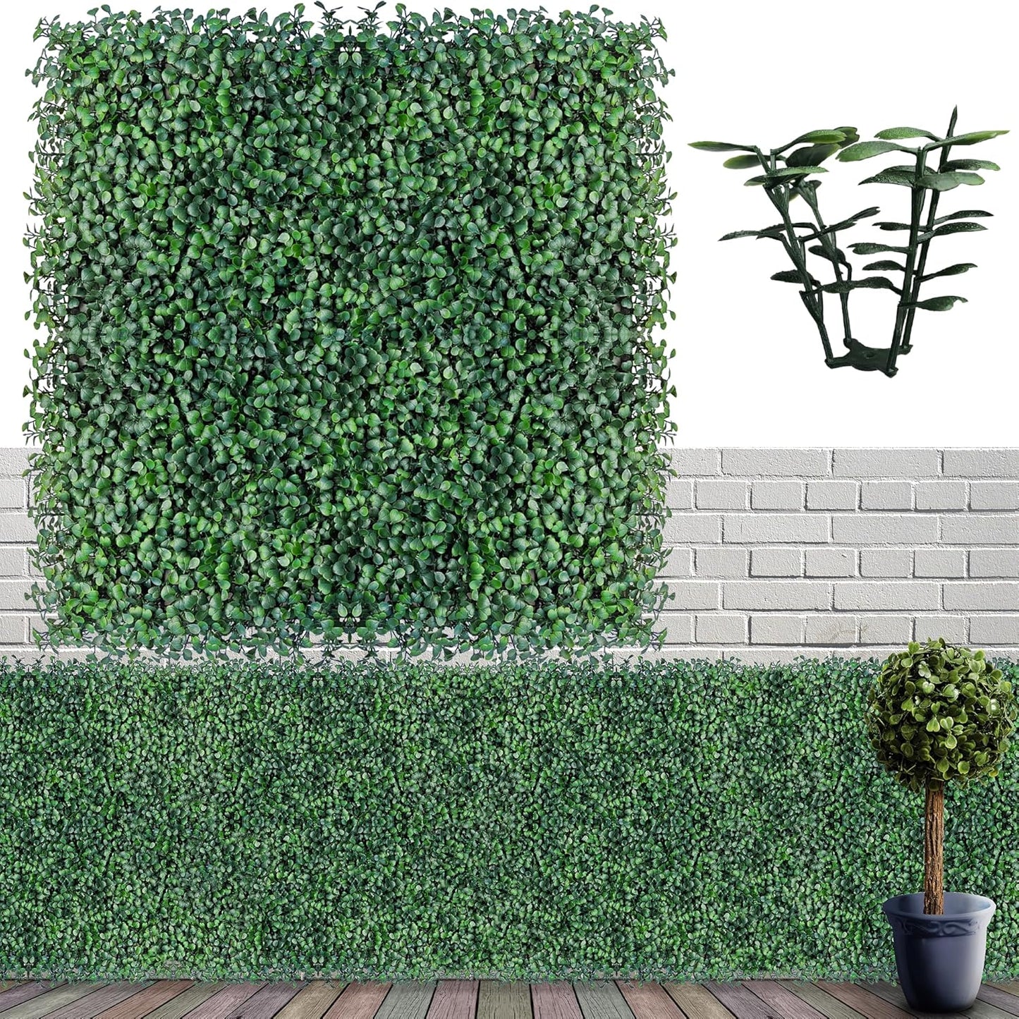 Artificial Boxwood Roll Panels,48 X 120 in(40 sqft) UV-Anti Artificial Ivy Privacy Fence Wall Screen for Indoor Outdoor Green Grass Wall Decor & Ivy Fence Covering Privacy