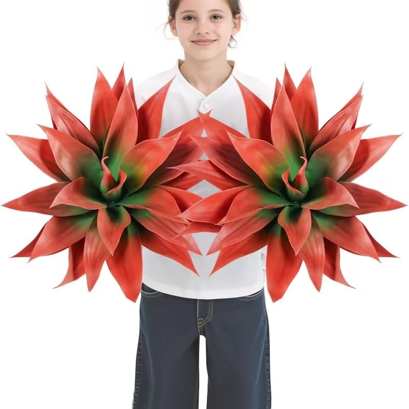 Velener Artificial Agave Plant Set, 28 Inch, Faux Aesthetic Plants for Home Decor, Realistic UV Resistant Fake Agave Plants Without Pot, Set of 2