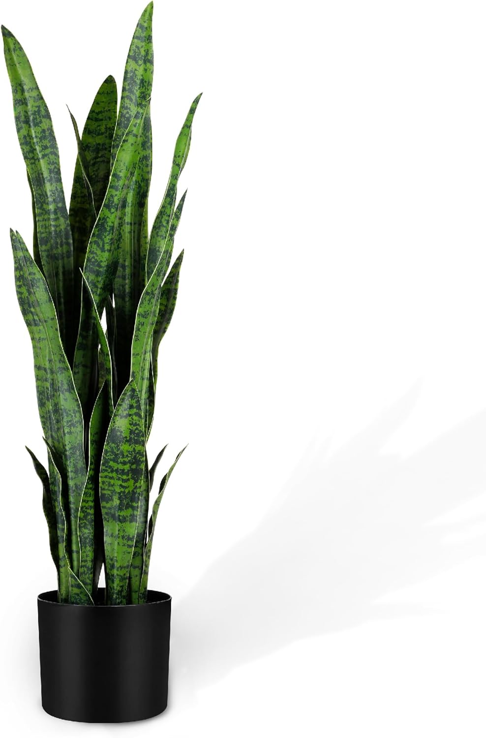 KOL 3ft 2-Pack Artificial Snake Plant - 32 Thick Lifelike Leaves, Faux Silk Sansevieria for Indoor Home & Garden Decor, 35in Potted Fake Mother-in-Law's Tongue Plants, Green