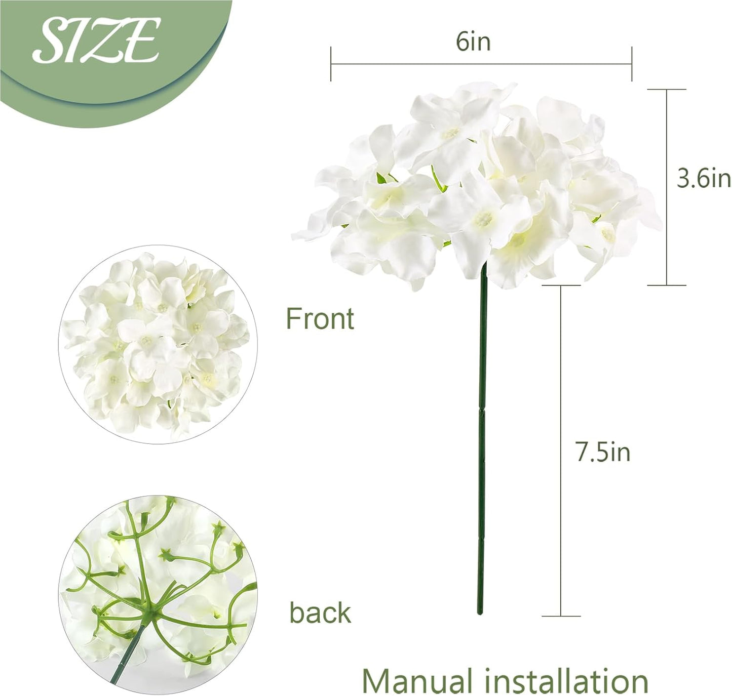 Auihiay 64 PCS Artificial Hydrangea Flowers, Silk Hydrangea Full Flowers Heads with Stems for Wedding Centerpieces, Home, Garden, Baby Shower, Party Decoration (Ivory)