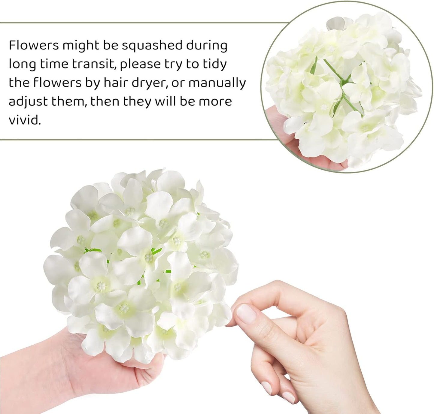 Auihiay 64 PCS Artificial Hydrangea Flowers, Silk Hydrangea Full Flowers Heads with Stems for Wedding Centerpieces, Home, Garden, Baby Shower, Party Decoration (Ivory)