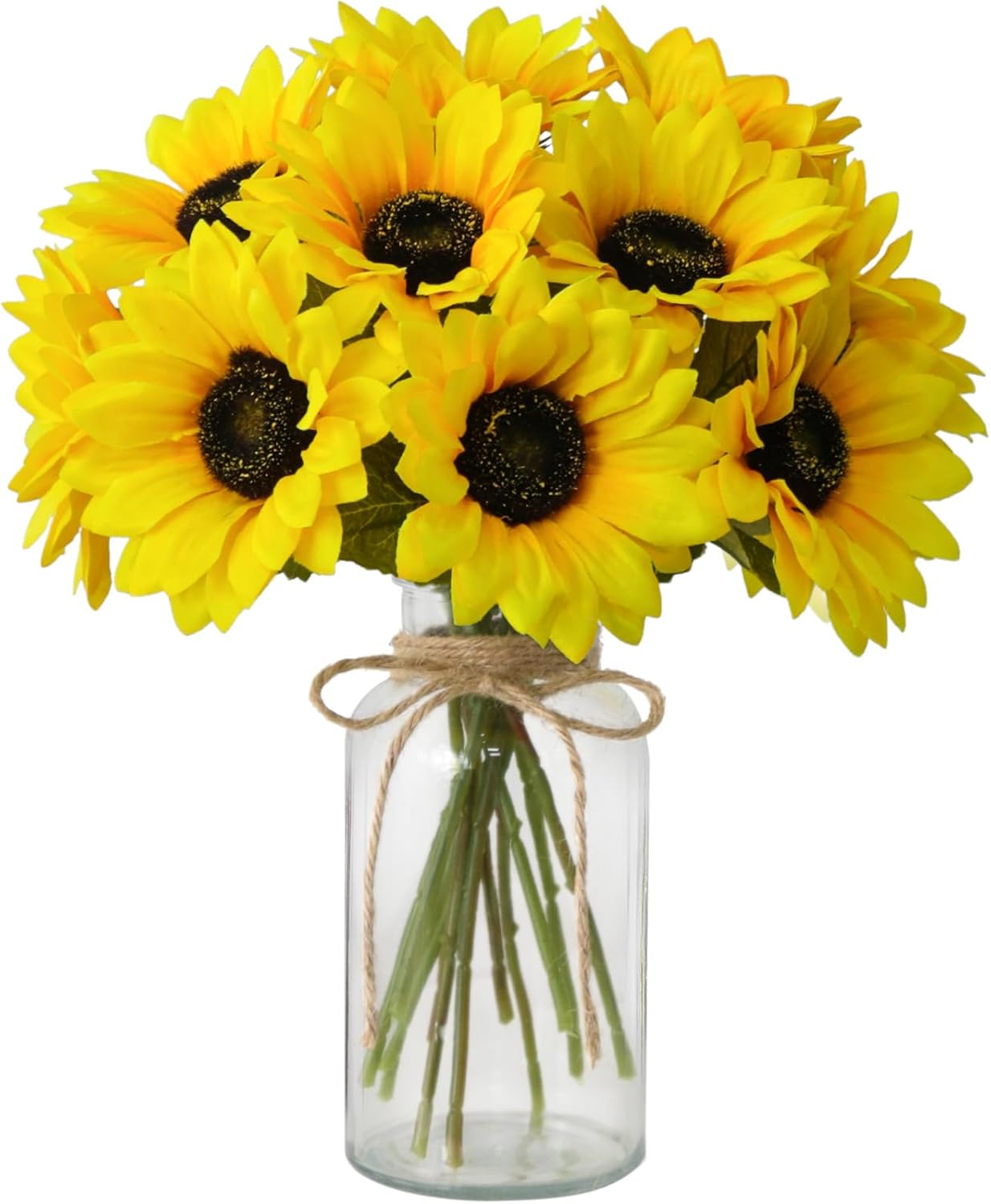 Fake Flowers in Vase,Artificial Sunflower Bouquets in Vase with a Flower Arrangement Holder,Table Centerpieces for Dining Room,Flower Centerpieces for Tables,Faux Flowers for Coffee Table Decor