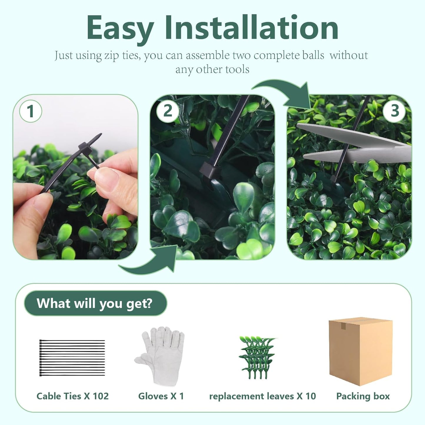 20 Inch 2 Packs Artificial Boxwood Balls Topiary Balls, 4 Layers of UV-Resistant Greenery Balls Indoor Outdoor Garden, Backyard, Patio, Front Door – Assembly Required