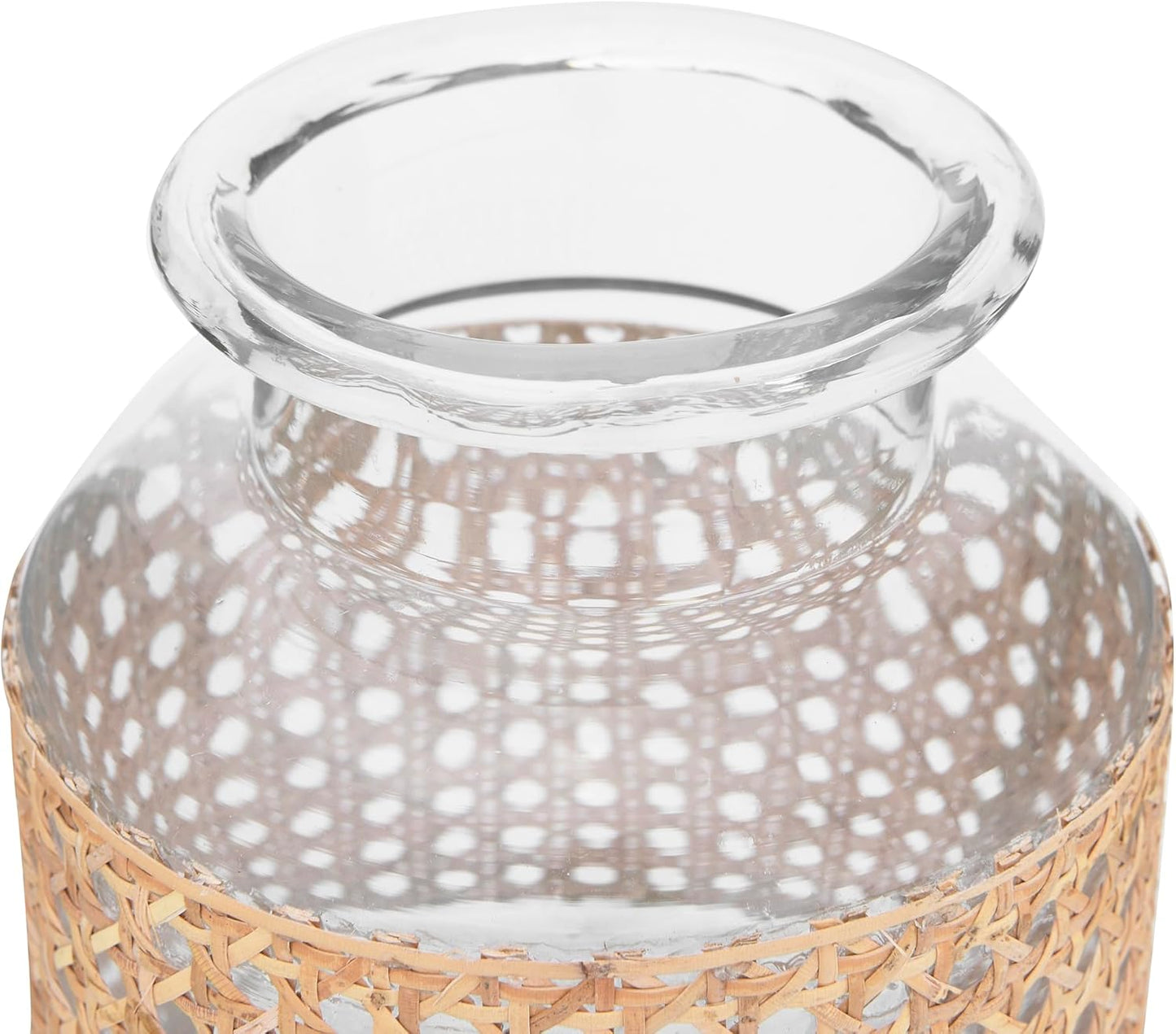 Bloomingville 8"H Glass Vase with Decorative Cane Sleeve