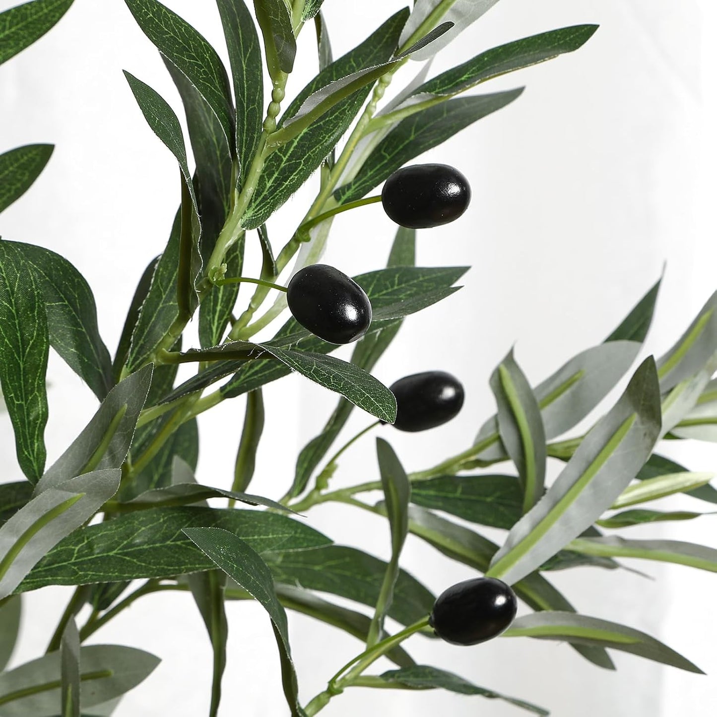 6FT Artificial Olive Trees, Faux Silk Plant with Lively Artifical Trunk and Lifelike Fruits, Indoor Fake Potted Tree with White Planter for Modern Home Office Living Room Decor
