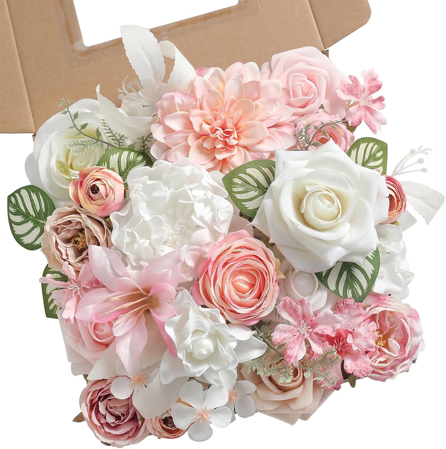 Artificial Flower Assortment for DIY Centerpiece Arrangement Wedding Hand Bouquet Flower Bouquet Centerpiece Arrangement Party Baby Shower Home Decoration (Pink Yellow)