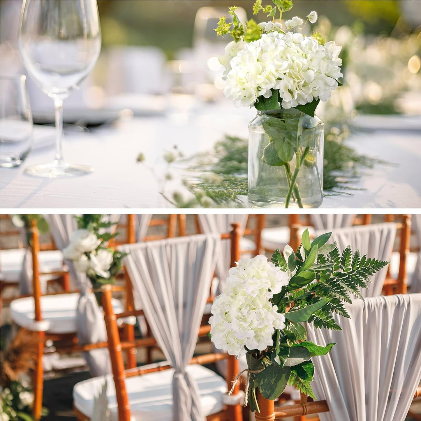 Auihiay 64 PCS Artificial Hydrangea Flowers, Silk Hydrangea Full Flowers Heads with Stems for Wedding Centerpieces, Home, Garden, Baby Shower, Party Decoration (Ivory)