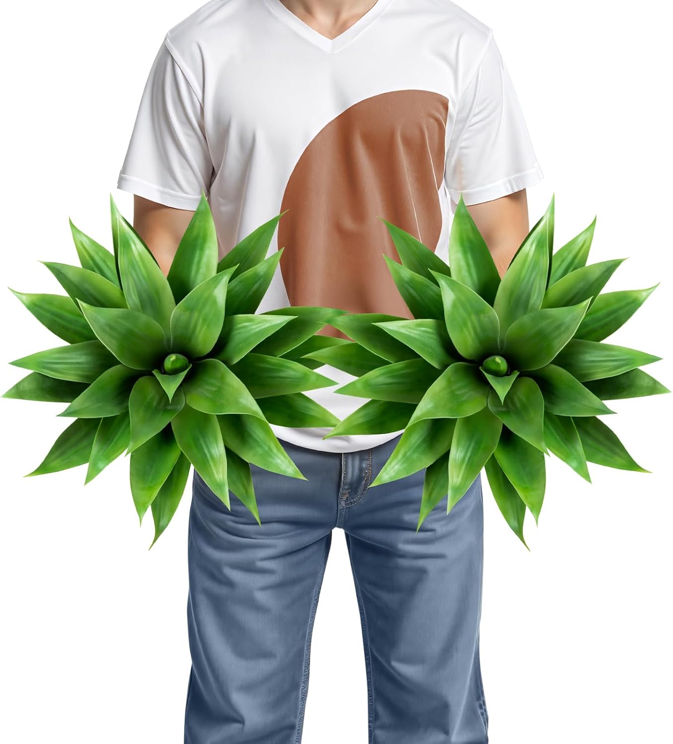 Velener Artificial Agave Plant Set, 28 Inch, Faux Aesthetic Plants for Home Decor, Realistic UV Resistant Fake Agave Plants Without Pot, Set of 2