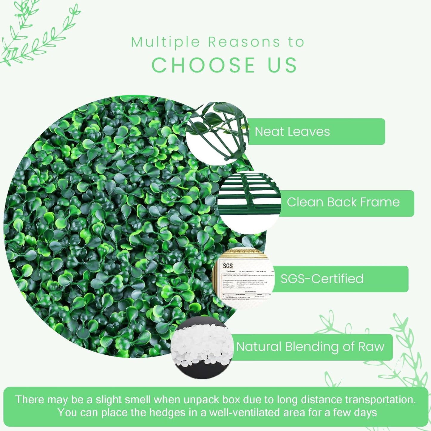12 Pieces 20” X 20” Artificial Hedge Boxwood Panels Boxwood Hedge Grass Wall Green Greenery Plant Mats UV Stable for Indoor Outdoor Decor Garden Fence