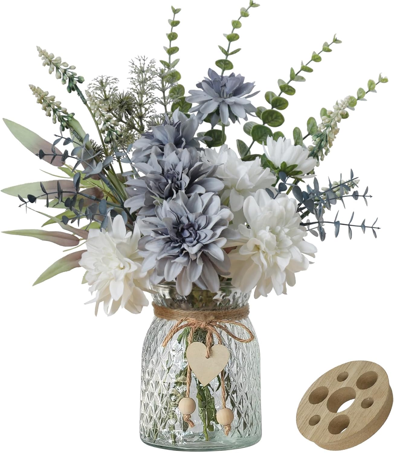 Leftover Fake Flowers in Vase,Faux Flowers in Vase,Table Centerpieces for Dining Room,Flower Centerpieces for Tables,Artificial Flowers,Kitchen Decor,Coffee Table Decor