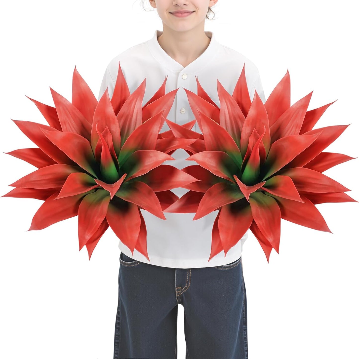 Velener Artificial Agave Plant Set, 28 Inch, Faux Aesthetic Plants for Home Decor, Realistic UV Resistant Fake Agave Plants Without Pot, Set of 2