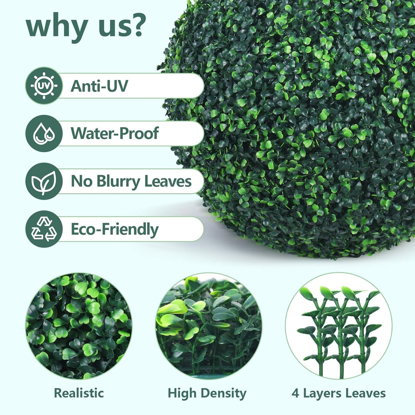 20 Inch 2 Packs Artificial Boxwood Balls Topiary Balls, 4 Layers of UV-Resistant Greenery Balls Indoor Outdoor Garden, Backyard, Patio, Front Door – Assembly Required