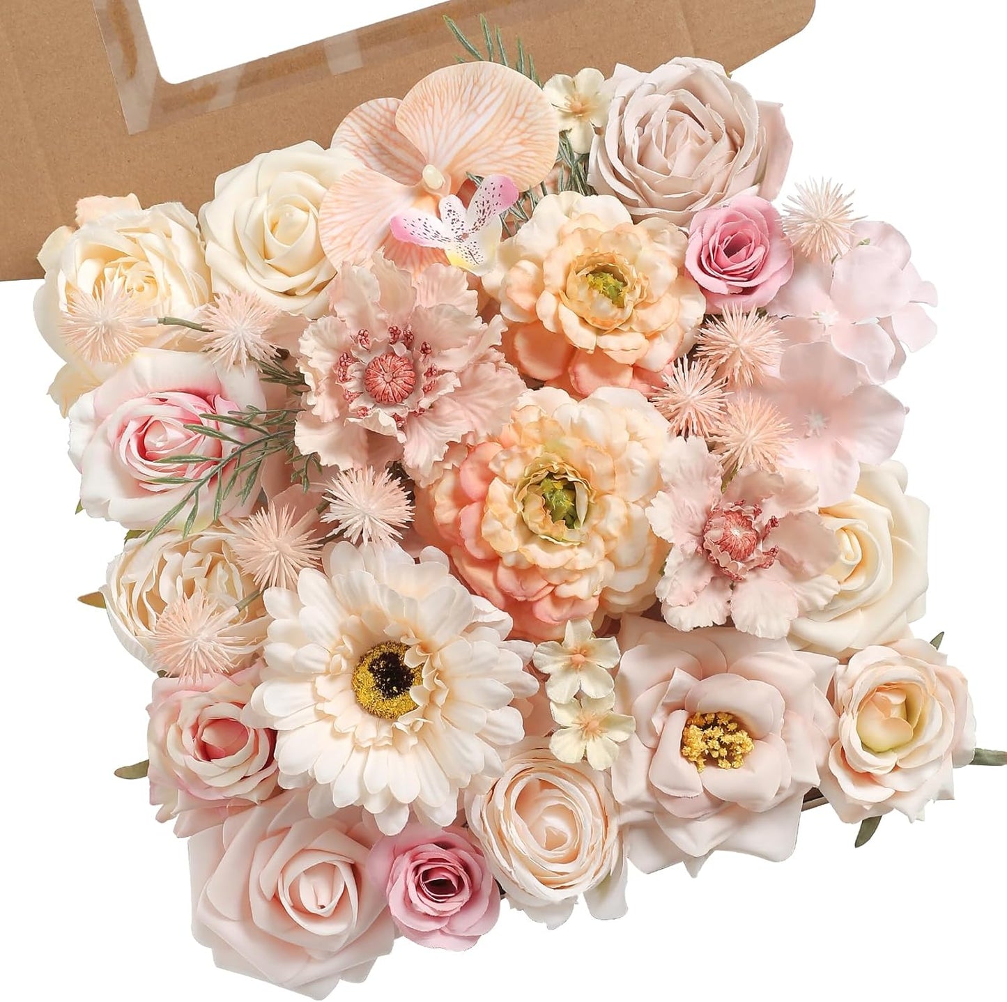 Artificial Flower Assortment for DIY Centerpiece Arrangement Wedding Hand Bouquet Flower Bouquet Centerpiece Arrangement Party Baby Shower Home Decoration (Pink Yellow)
