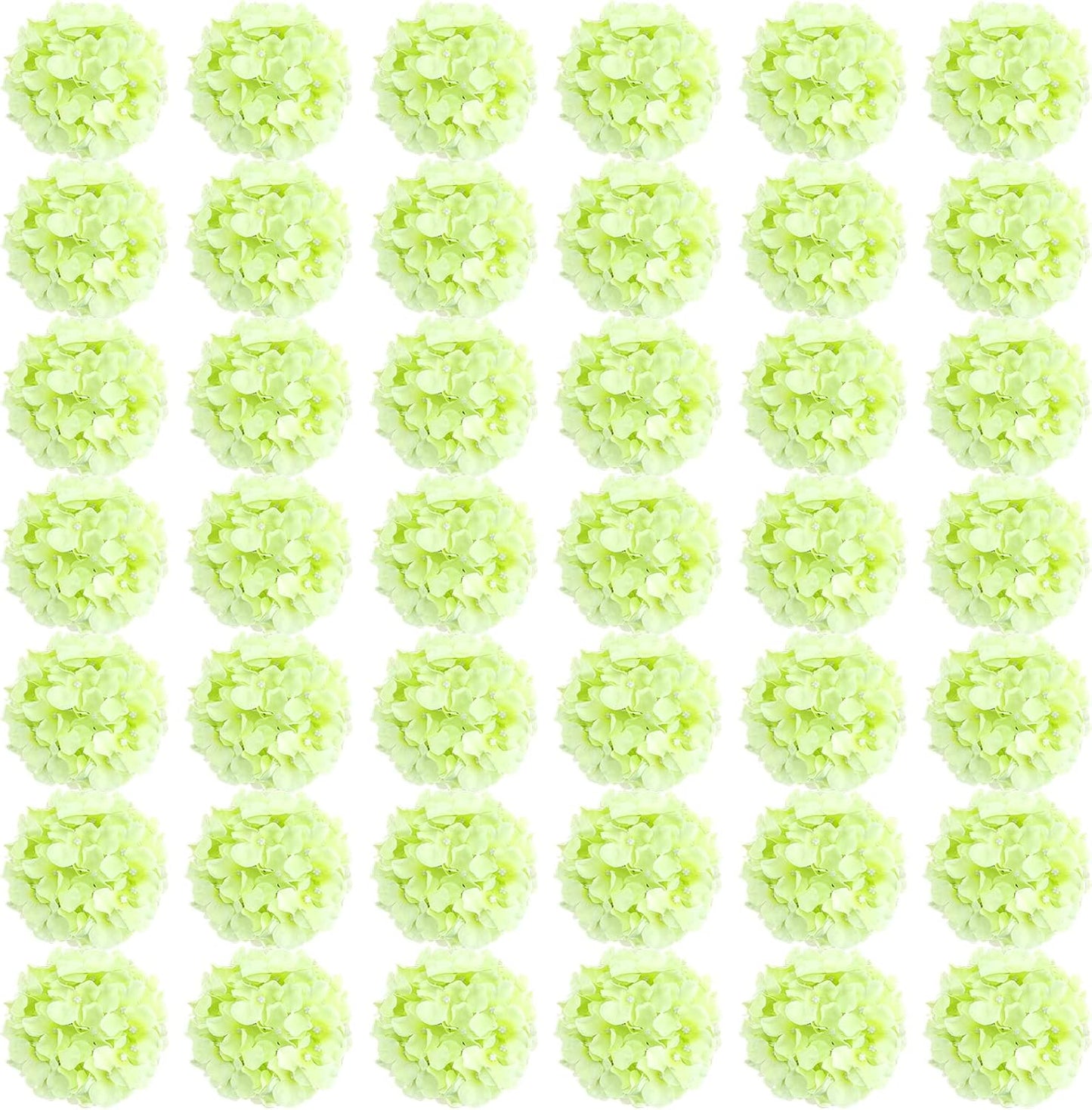 Auihiay 64 PCS Artificial Hydrangea Flowers, Silk Hydrangea Full Flowers Heads with Stems for Wedding Centerpieces, Home, Garden, Baby Shower, Party Decoration (Ivory)