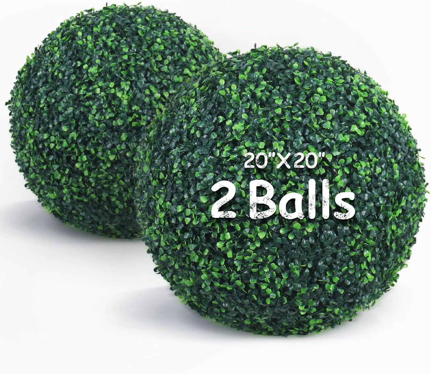 20 Inch 2 Packs Artificial Boxwood Balls Topiary Balls, 4 Layers of UV-Resistant Greenery Balls Indoor Outdoor Garden, Backyard, Patio, Front Door – Assembly Required