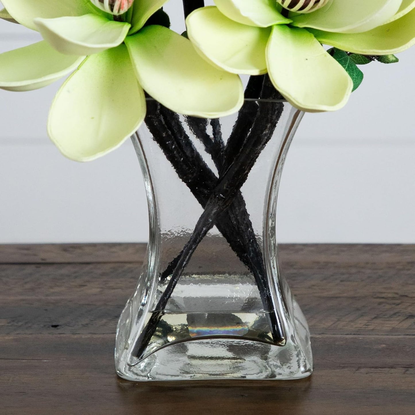 Nearly Natural 4534-WH Magnolia Arrangement with Vase,White