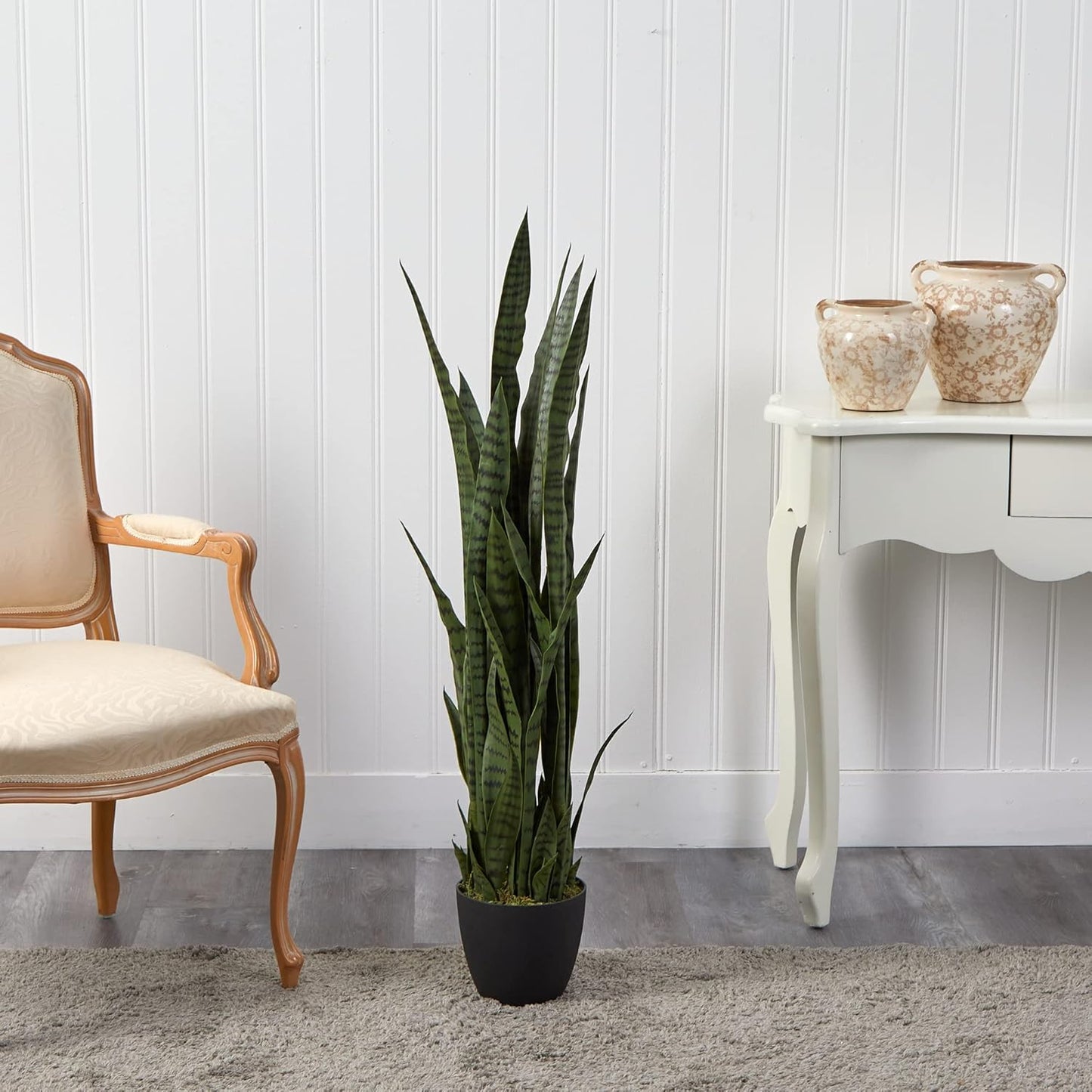 Nearly Natural 46” Sansevieria Artificial Silk Plants Green
