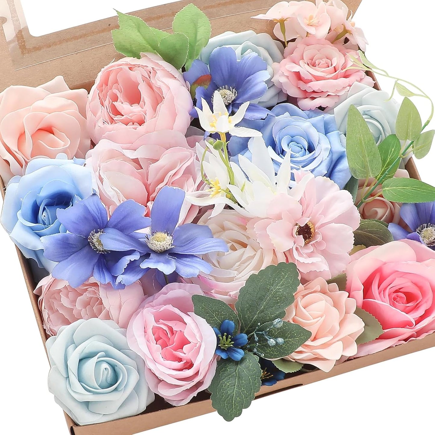 Floroom Terracotta Artificial Flowers Burnt Orange Fake Roses Peonies Dahlia Greenery Combo Box Set for DIY Wedding Bouquets Bridal Shower Centerpieces Floral Arrangements Party Tables Home Decoration