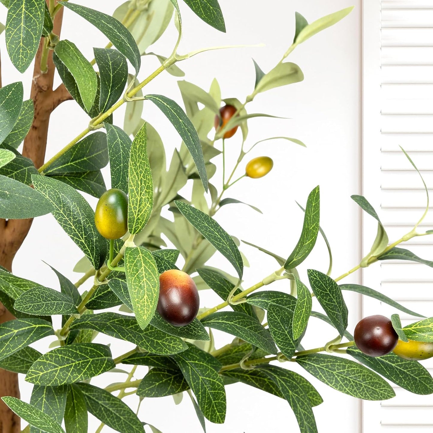 6FT Artificial Olive Tree - Indoor Tall Faux Olive Trees with Planter&Basket, Large Fake Olive Silk Tree Realistic Olive Plants with Branches and Fruits for Home Decor Office Living Room