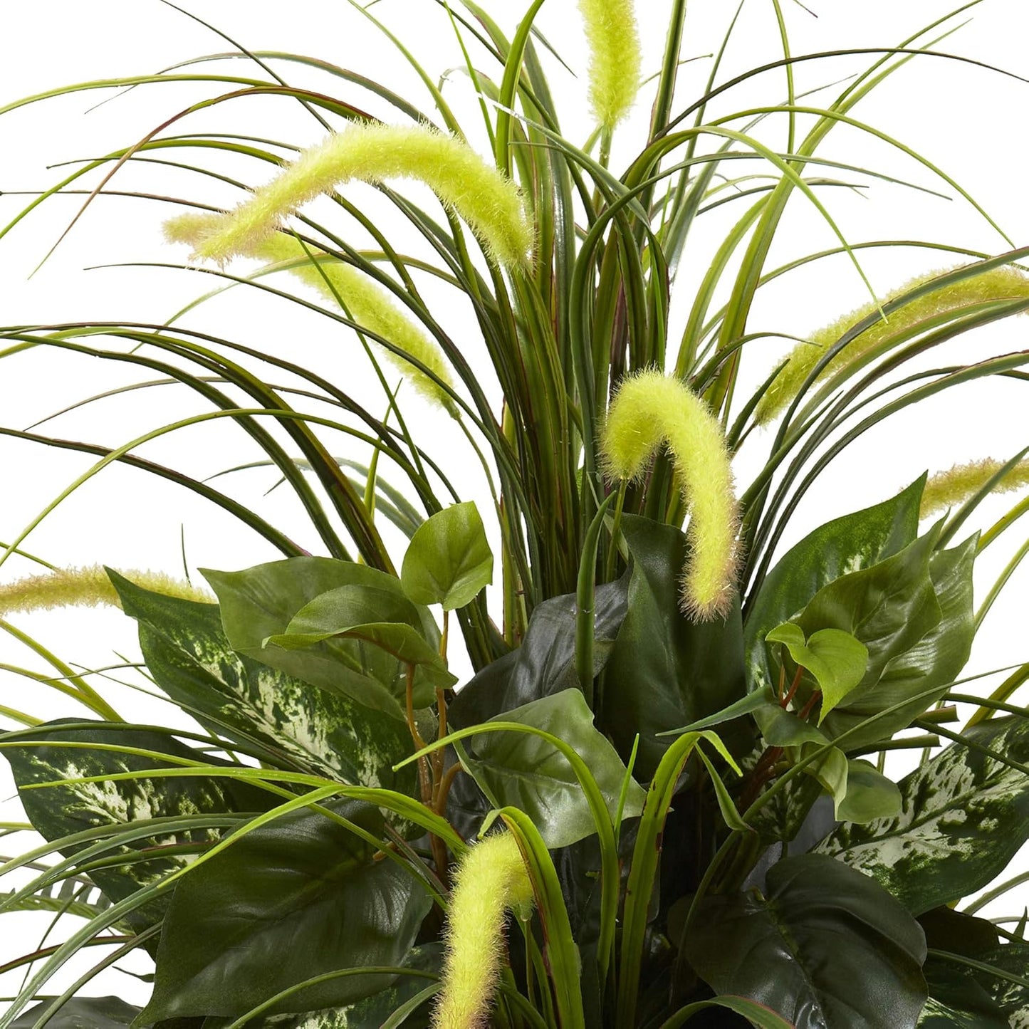 Nearly Natural 6727 3ft. Mixed Greens & Cattails with Planter, 26 x 26 x 36 inches, Green