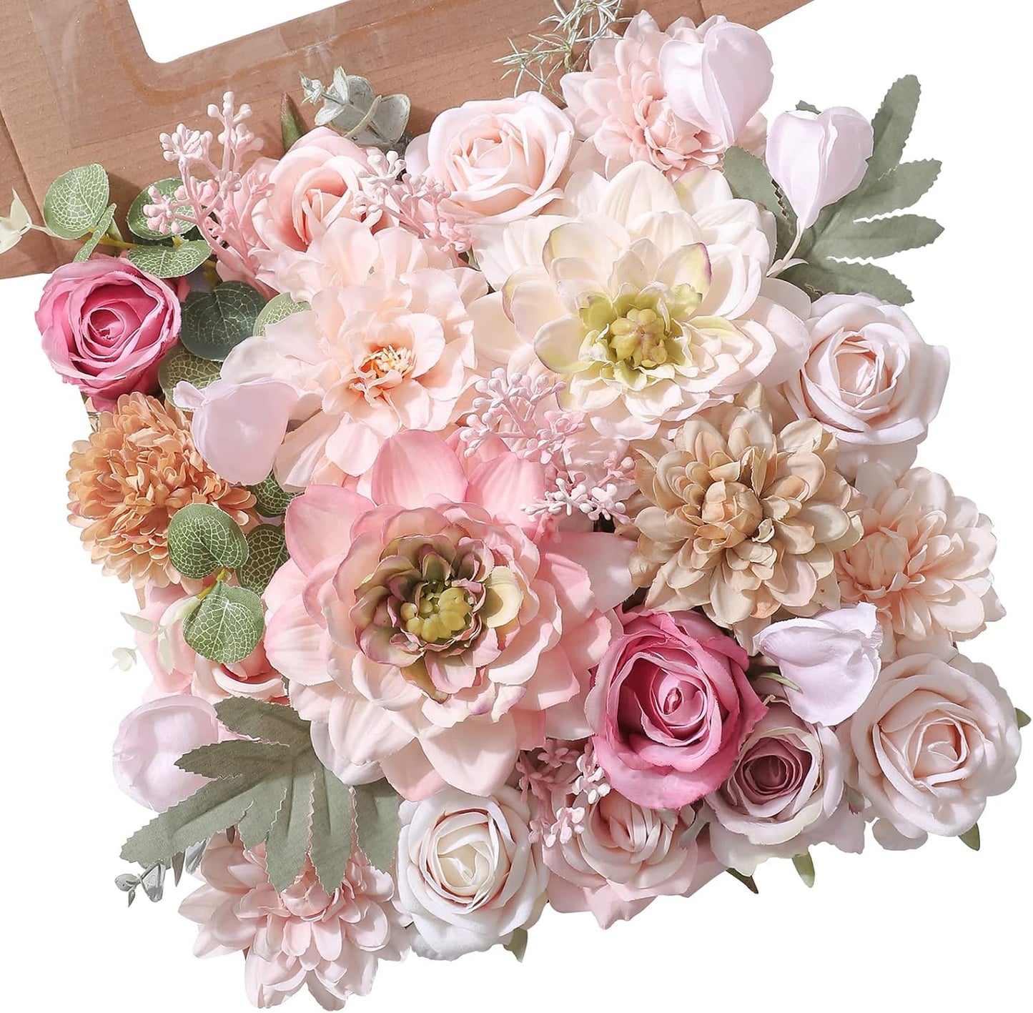 Artificial Flower Assortment for DIY Centerpiece Arrangement Wedding Hand Bouquet Flower Bouquet Centerpiece Arrangement Party Baby Shower Home Decoration (Pink Yellow)