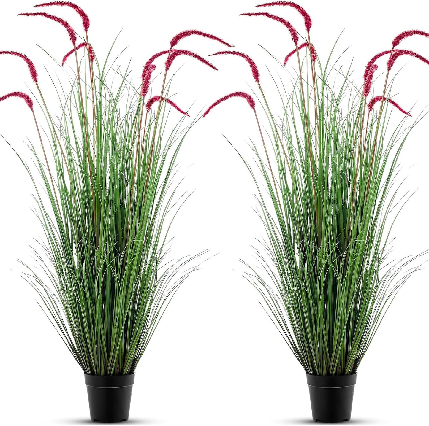 Jexine 2 Pieces Faux Plants Outdoor 4 ft Tall Artificial Grass Plant Potted Artificial Setaria Grass Faux Greenery Floor Plants for Housewarming Gift House Garden Bathroom Lobby Outdoor (Autumn Green)