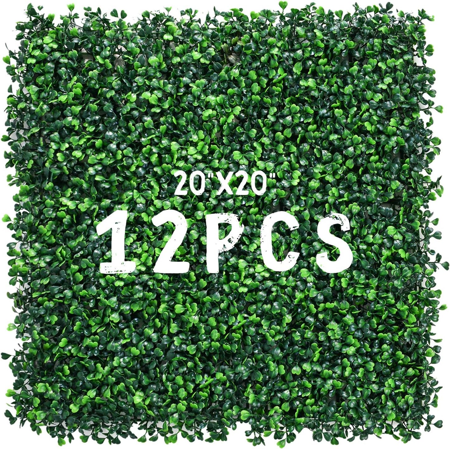 12 Pieces 20” X 20” Artificial Hedge Boxwood Panels Boxwood Hedge Grass Wall Green Greenery Plant Mats UV Stable for Indoor Outdoor Decor Garden Fence