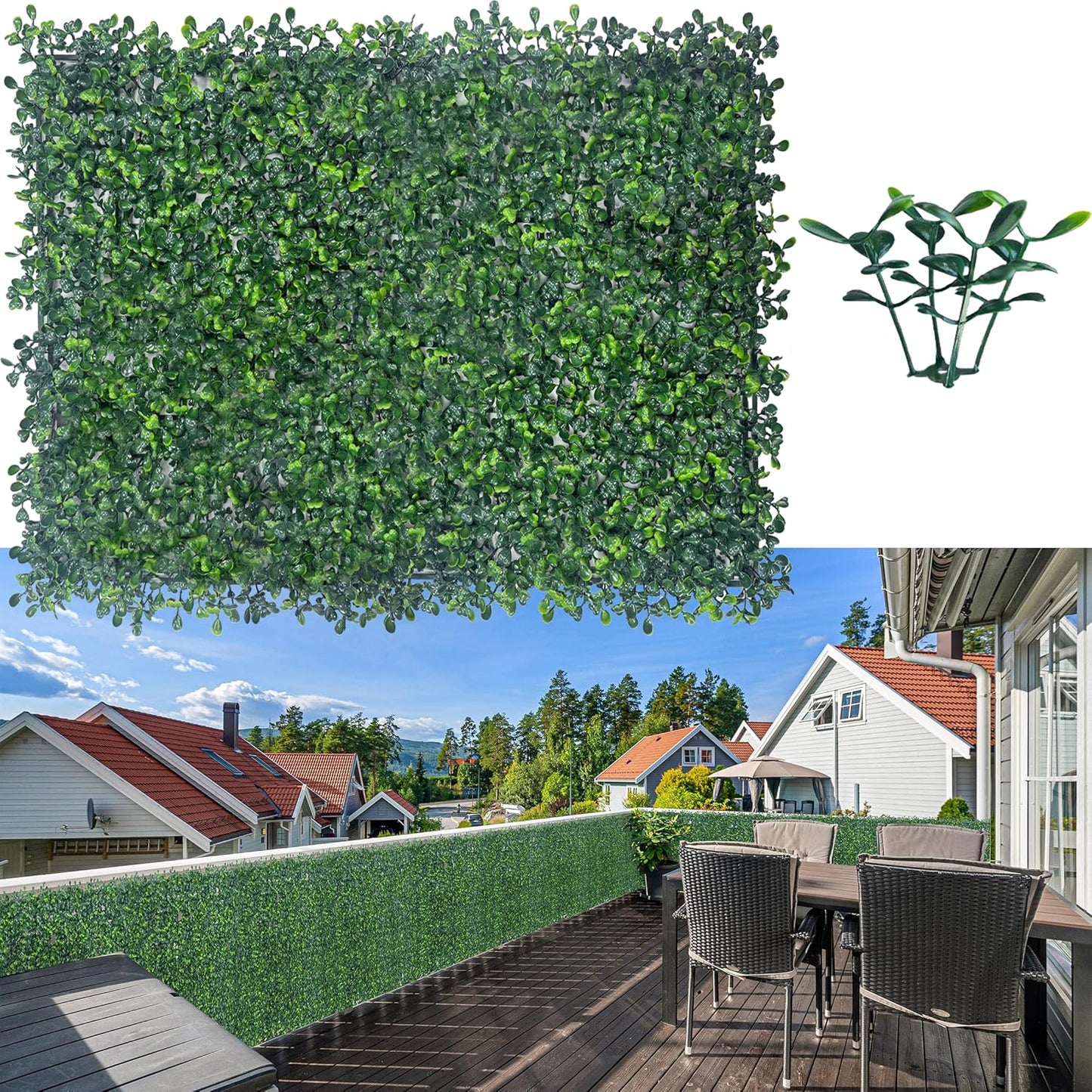 Artificial Boxwood Roll Panels,48 X 120 in(40 sqft) UV-Anti Artificial Ivy Privacy Fence Wall Screen for Indoor Outdoor Green Grass Wall Decor & Ivy Fence Covering Privacy