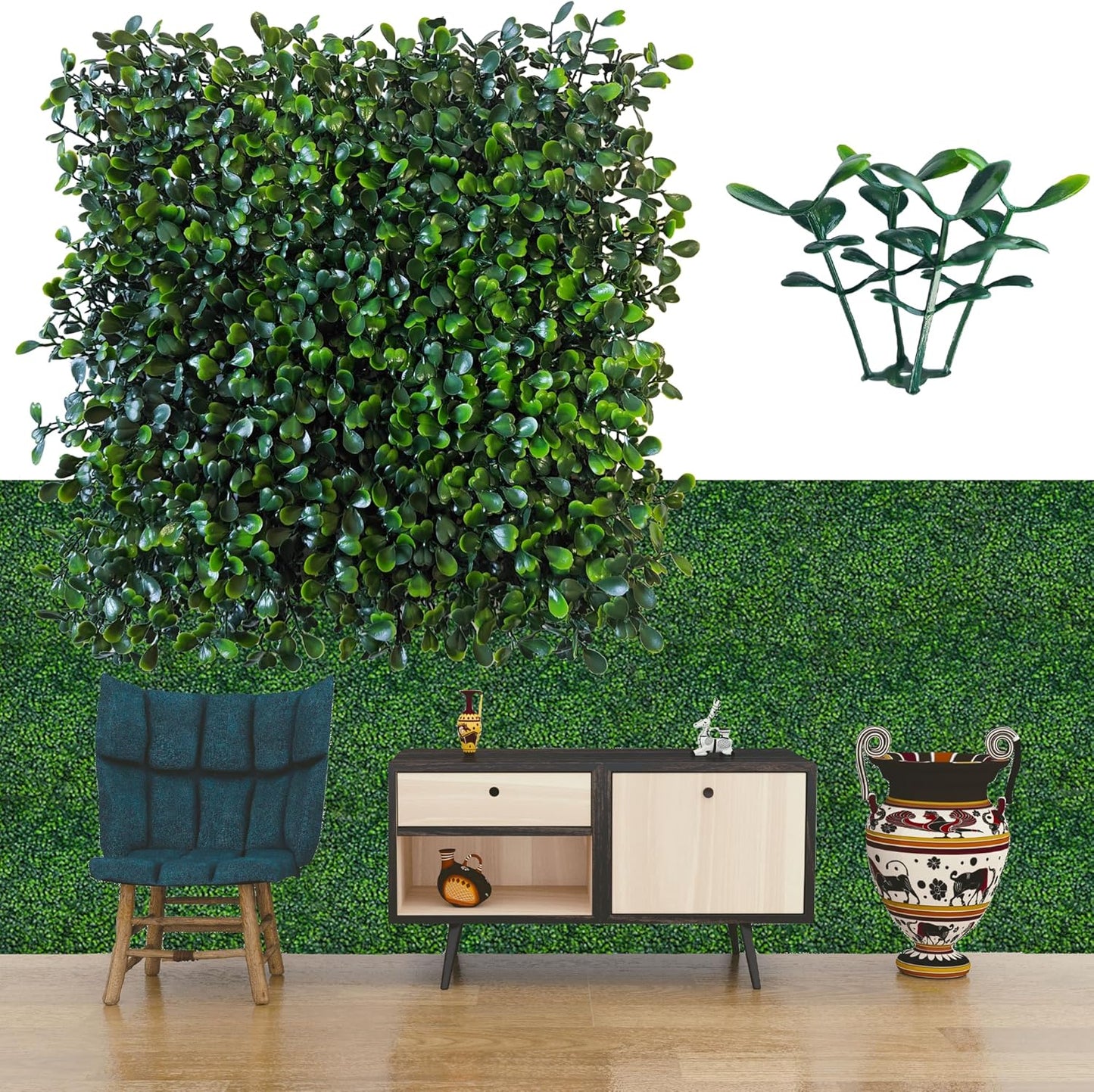 Artificial Boxwood Roll Panels,48 X 120 in(40 sqft) UV-Anti Artificial Ivy Privacy Fence Wall Screen for Indoor Outdoor Green Grass Wall Decor & Ivy Fence Covering Privacy