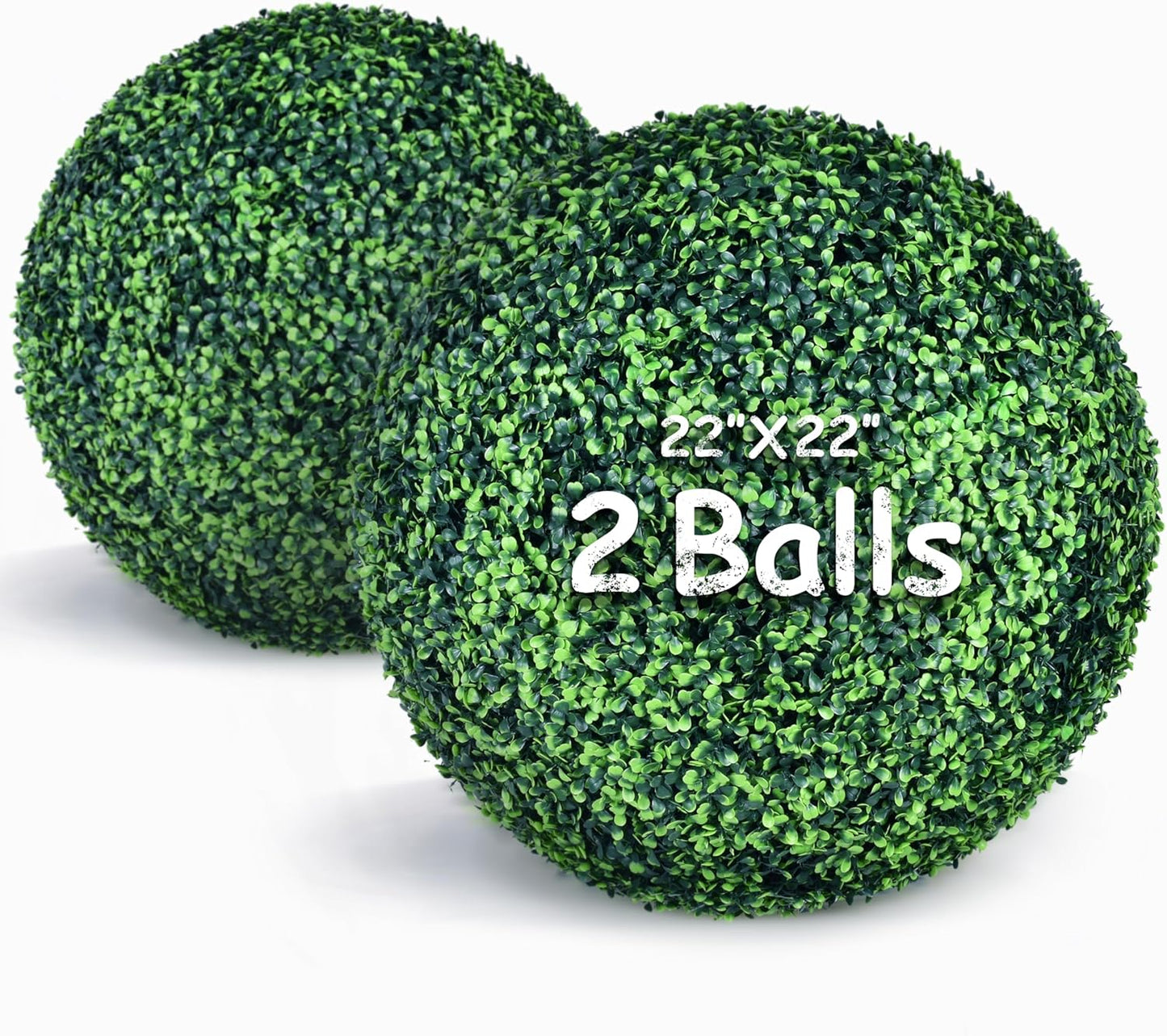 20 Inch 2 Packs Artificial Boxwood Balls Topiary Balls, 4 Layers of UV-Resistant Greenery Balls Indoor Outdoor Garden, Backyard, Patio, Front Door – Assembly Required