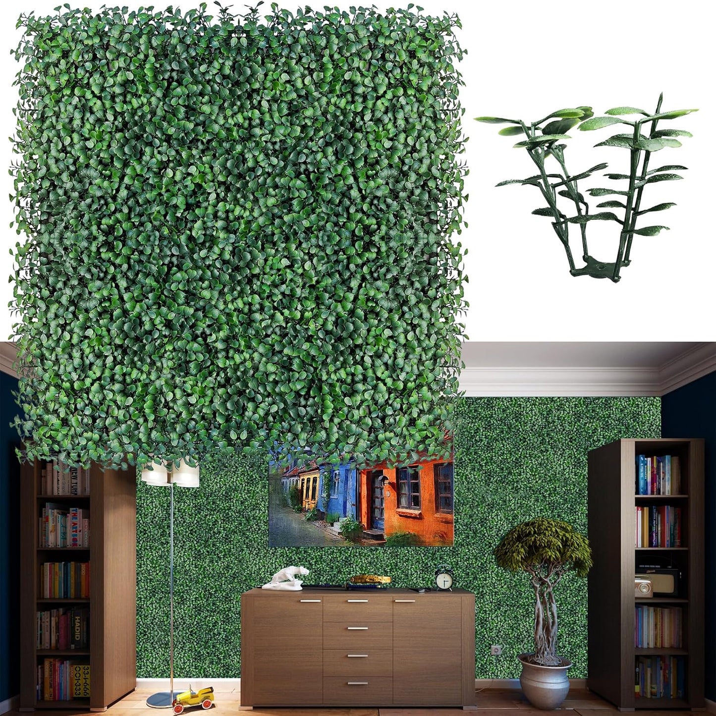 Artificial Boxwood Roll Panels,48 X 120 in(40 sqft) UV-Anti Artificial Ivy Privacy Fence Wall Screen for Indoor Outdoor Green Grass Wall Decor & Ivy Fence Covering Privacy