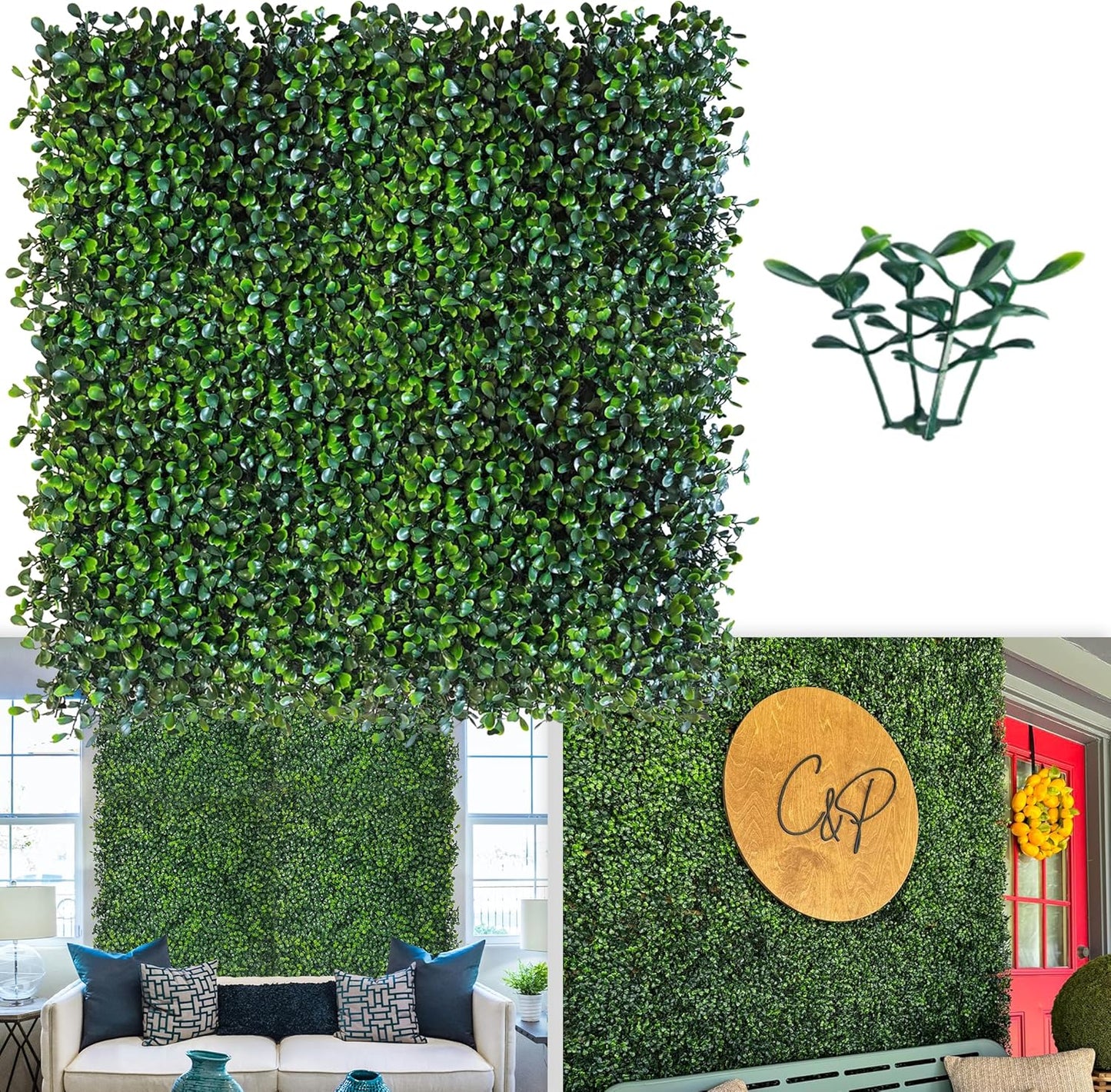Artificial Boxwood Roll Panels,48 X 120 in(40 sqft) UV-Anti Artificial Ivy Privacy Fence Wall Screen for Indoor Outdoor Green Grass Wall Decor & Ivy Fence Covering Privacy